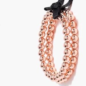 J. CREW Factory Bracelet Set (2) Stretch Beaded Rose Gold Preppy 6"